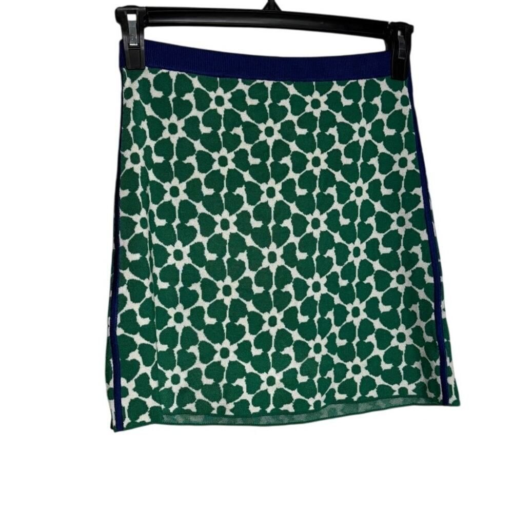 NWT J. Crew Green Floral Jacquard Mini Sweater Knit Skirt Women’s Sz. XS - Picture 3 of 6